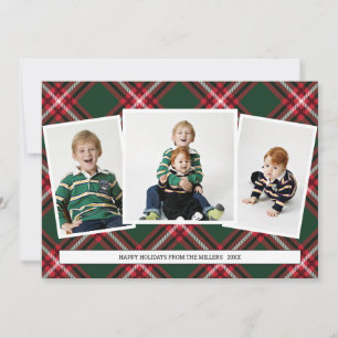 Tartan Plaid Photo Collage Card for Christmas
