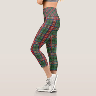Tartan Plaid Red Green Blue Holiday Capri Leggings