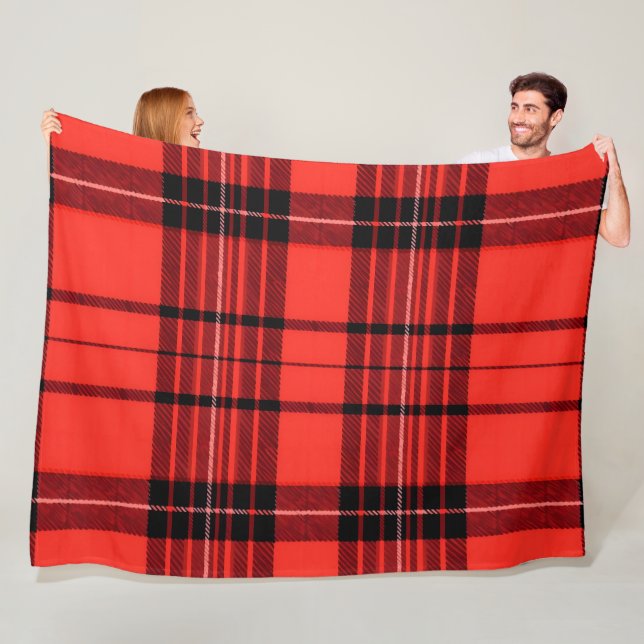 Tartan Plaid Red Traditional Modern Collection Fleece Blanket (In Situ)