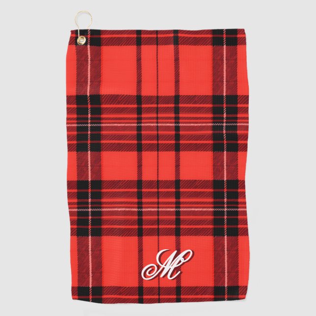 Tartan Plaid Red Traditional Modern Collection Golf Towel (Front)