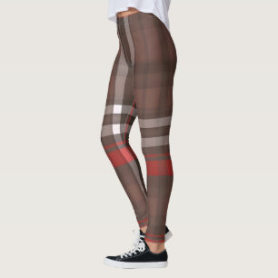Tartan Plaid Red Traditional Trendy Collection Leggings