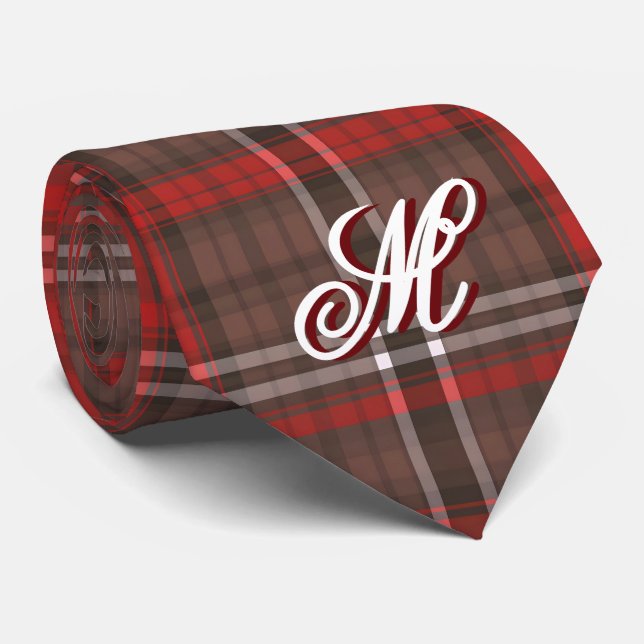 Tartan Plaid Red Traditional Trendy Collection Tie (Rolled)