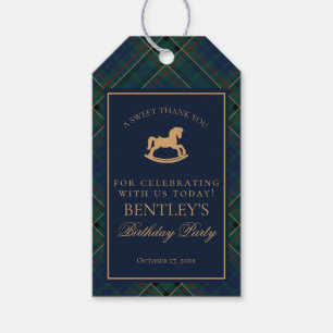 Tartan Plaid Rocking Horse Birthday Party Favors Gift Tags