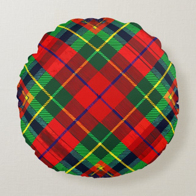 Tartan Plaid Round Cushion (Front)