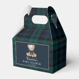 Tartan Plaid Teddy Bear Baby Shower Favor Boxes