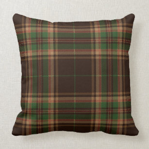 Tartan Plaid Trendy Scottish Brown Green Red Cushion