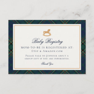 Tartan Plaid Vintage Rocking Horse Registry Enclosure Card