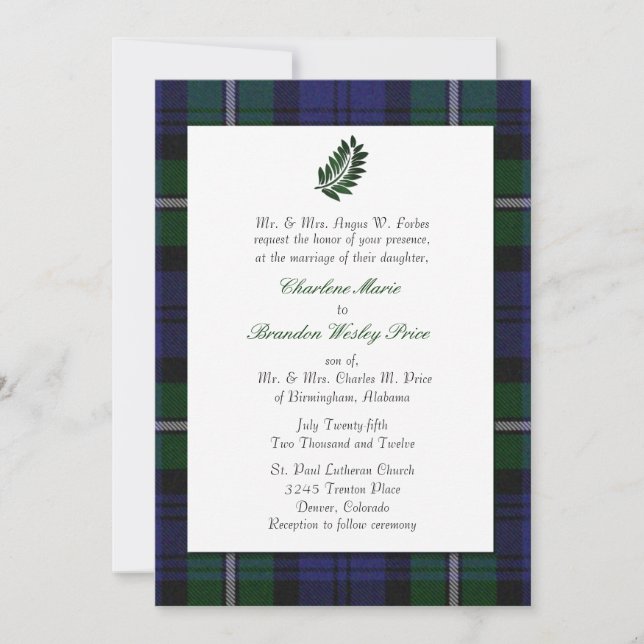Tartan Plaid Wedding Invitation (Front)