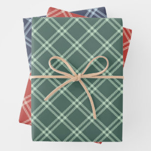 Tartan, Plaid Wrapping Paper Flat Sheet Set of 3