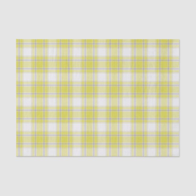 Tartan Plaid Yellow, Grey & White No. 63 Tissue Paper (Front)