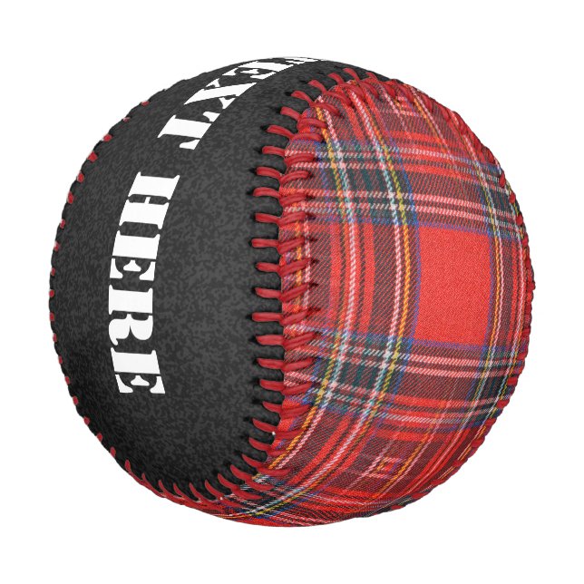 Tartan plaids pattern royal red fabric baseball (Angled)