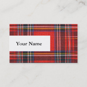 Tartan plaids pattern royal red fabric business card