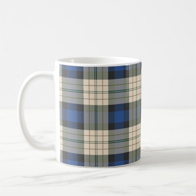 Tartan plaids pattern - traditional blue beige coffee mug (Left)