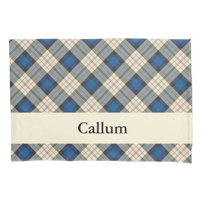 Tartan plaids pattern - traditional blue beige pillowcase (Front)