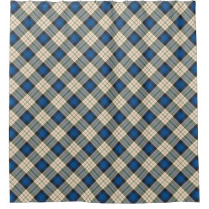 Tartan plaids pattern - traditional blue beige shower curtain