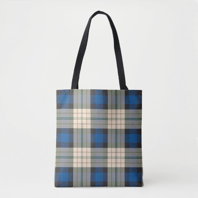 Tartan plaids pattern - traditional blue beige tote bag (Front)