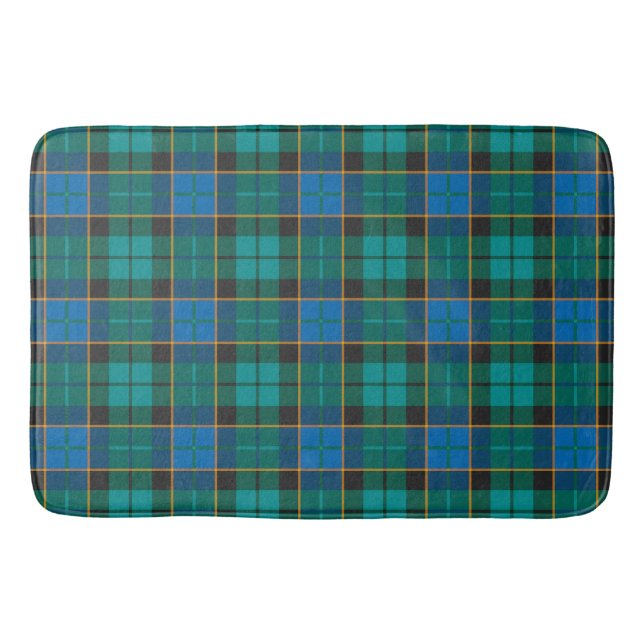 Tartan plaids pattern - traditional blue green bath mat (Front)