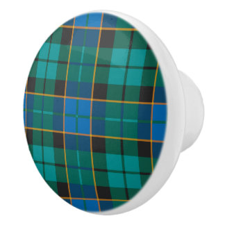 Tartan plaids pattern - traditional blue green ceramic knob