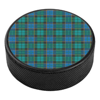 Tartan plaids pattern - traditional blue green hockey puck