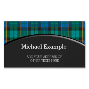 Tartan plaids pattern - traditional blue green 	Magnetic business card