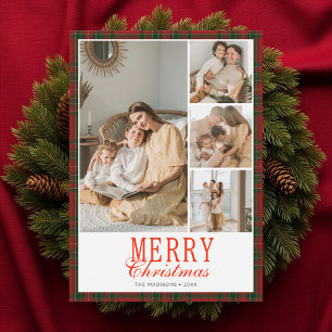Tartan Preppy Christmas Photo Collage Holiday Card