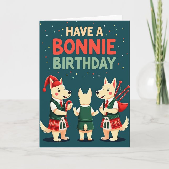 Tartan Pups Birthday Card (Front)