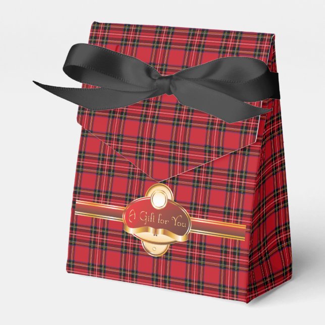 Tartan Red Black Plaid Tent Favour Box (Front Side)