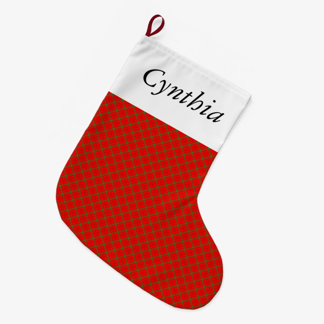 Tartan Red & Green Plaid Christmas Stocking (Front (Hanging))