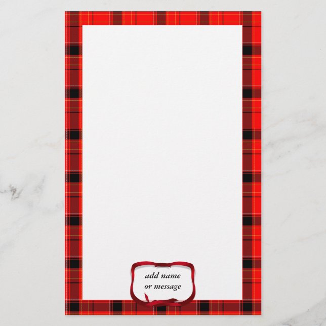 Tartan Red Plaid Christmas Background Stationery (Front)