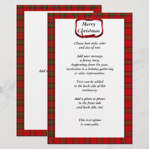 Tartan Red Plaid Christmas Stationery