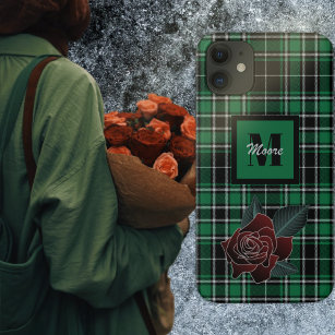 Tartan - Rose with Black and Green Phone Case