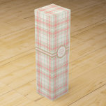 Tartan - Sage Green, Salmon Pink and Ivory Wine Box<br><div class="desc">Tartan in sage green,  salmon pink and (off white) ivory. Other colorways available.</div>