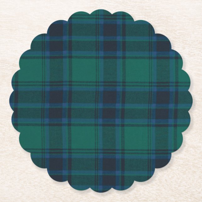 Tartan Scalloped Round Paper Coaster (Front)