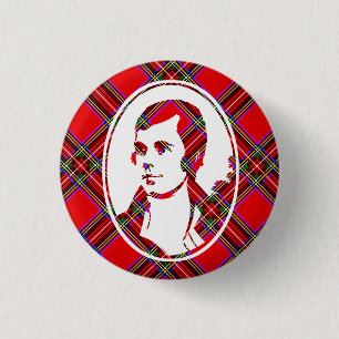 Tartan Scotland's Bard Robbie Burns 3 Cm Round Badge
