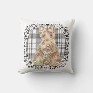 Tartan Scottie Black &  White Cushion
