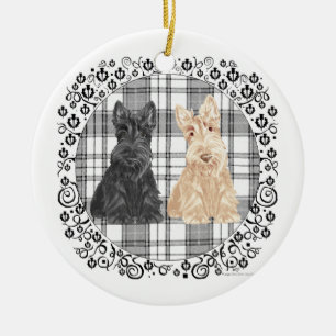 Tartan Scotties Ceramic Tree Decoration