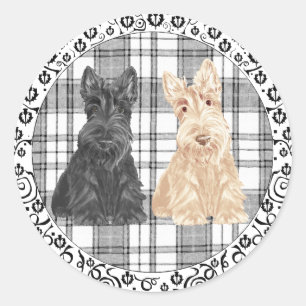 Tartan Scotties Classic Round Sticker