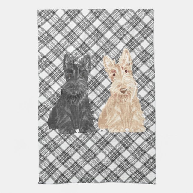 Tartan Scotties Tea Towel (Vertical)