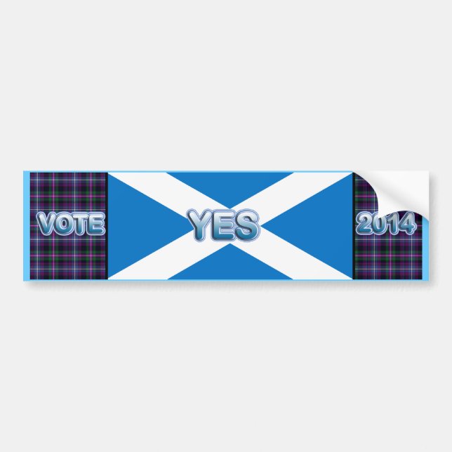 Tartan Scottish Independence Yes 2014 Flag Bumper Sticker (Front)