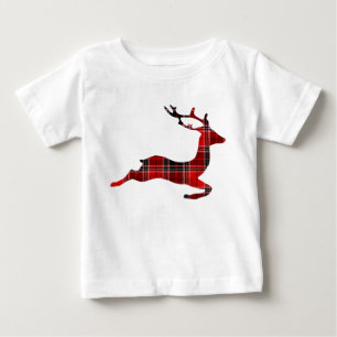 Tartan Scottish reindeer Christmas Baby T-Shirt