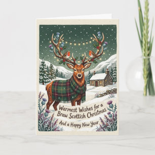 Tartan Stag Braw Scottish Christmas Card