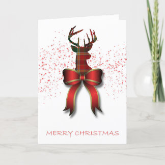 Tartan stag Christmas card. Holiday Card