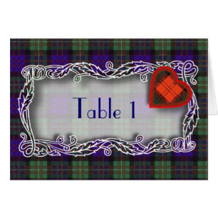 Tartan Table number card - Macdonald of Glengarry
