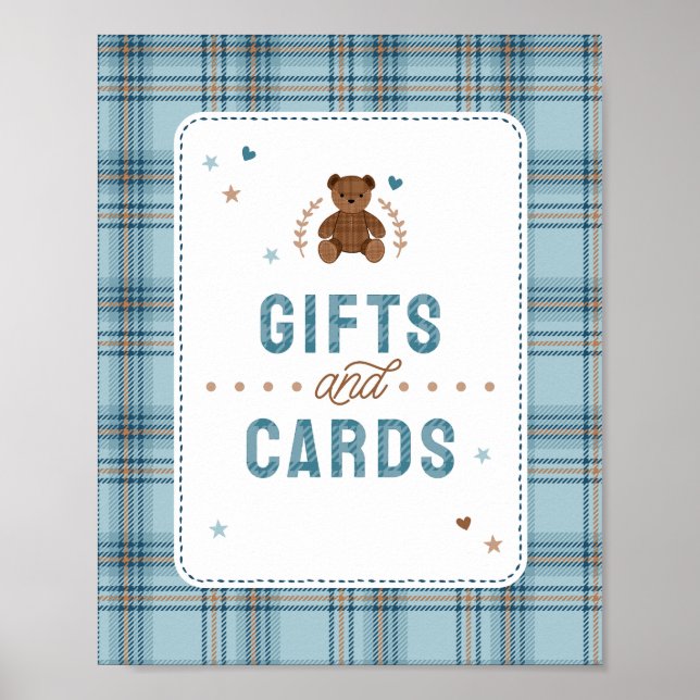 Tartan Teddy Bear, Baby Boy Shower Gifts and Cards Poster (Front)