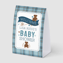 Tartan Teddy Bear  Baby Boy Shower Sign