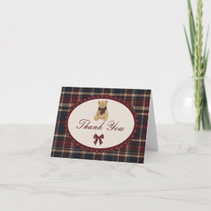 Tartan Teddy Bear Baby Shower Thank You Card