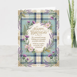 Tartan Thistle Birthday Card
