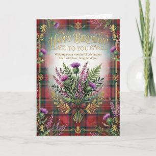 Tartan Thistle Birthday Card