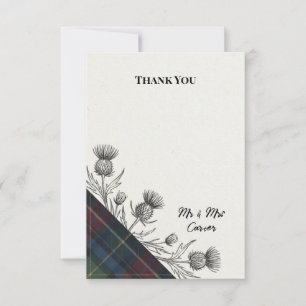 Tartan Thistle Botanical Wedding Thank You Card