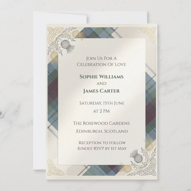 Tartan Thistle Celtic Wedding Invitation (Front)